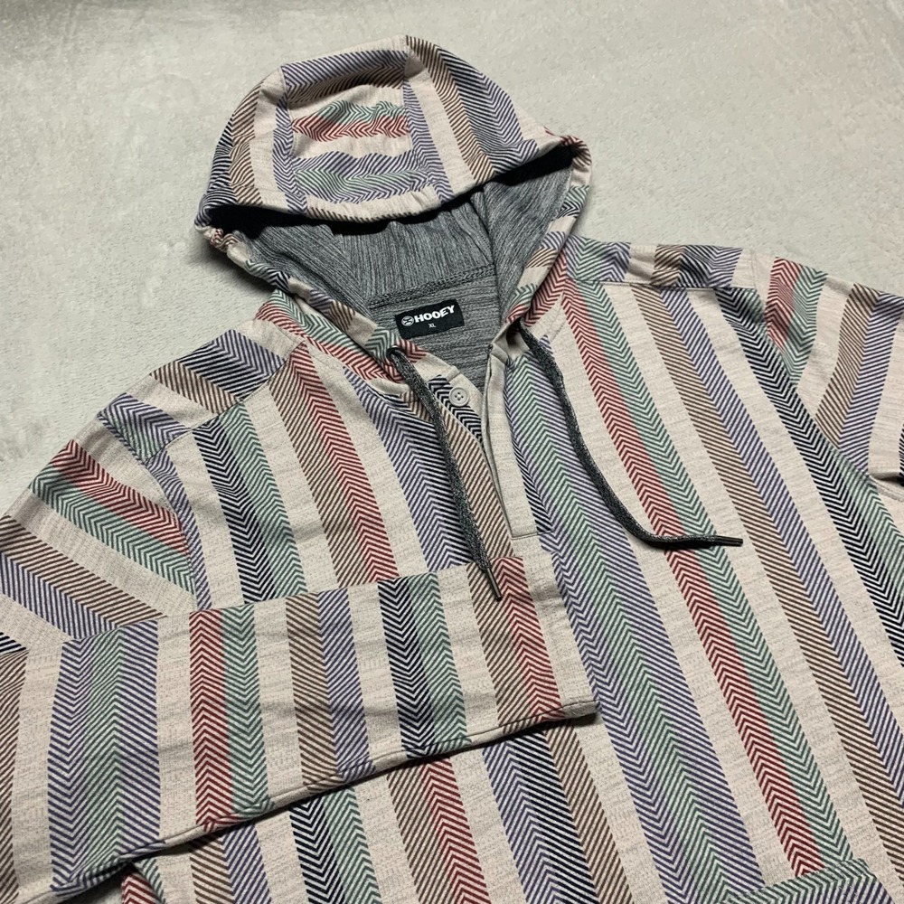 Hooey "Jetty" Multicolor Serape Southwest Aztec Striped Hoodie Men's XL - Picture 2 of 9